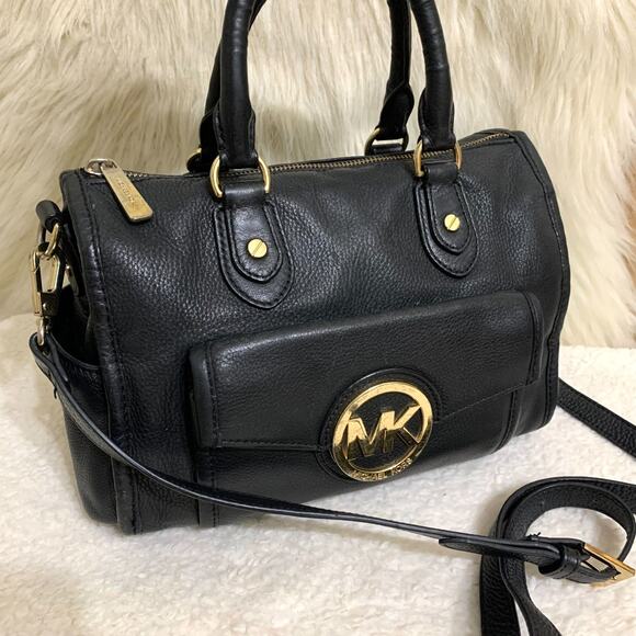MICHAEL KORS Vintage Pebbled Black Leather Medium MARGO Zip Top Satchel - Picture 1 of 16